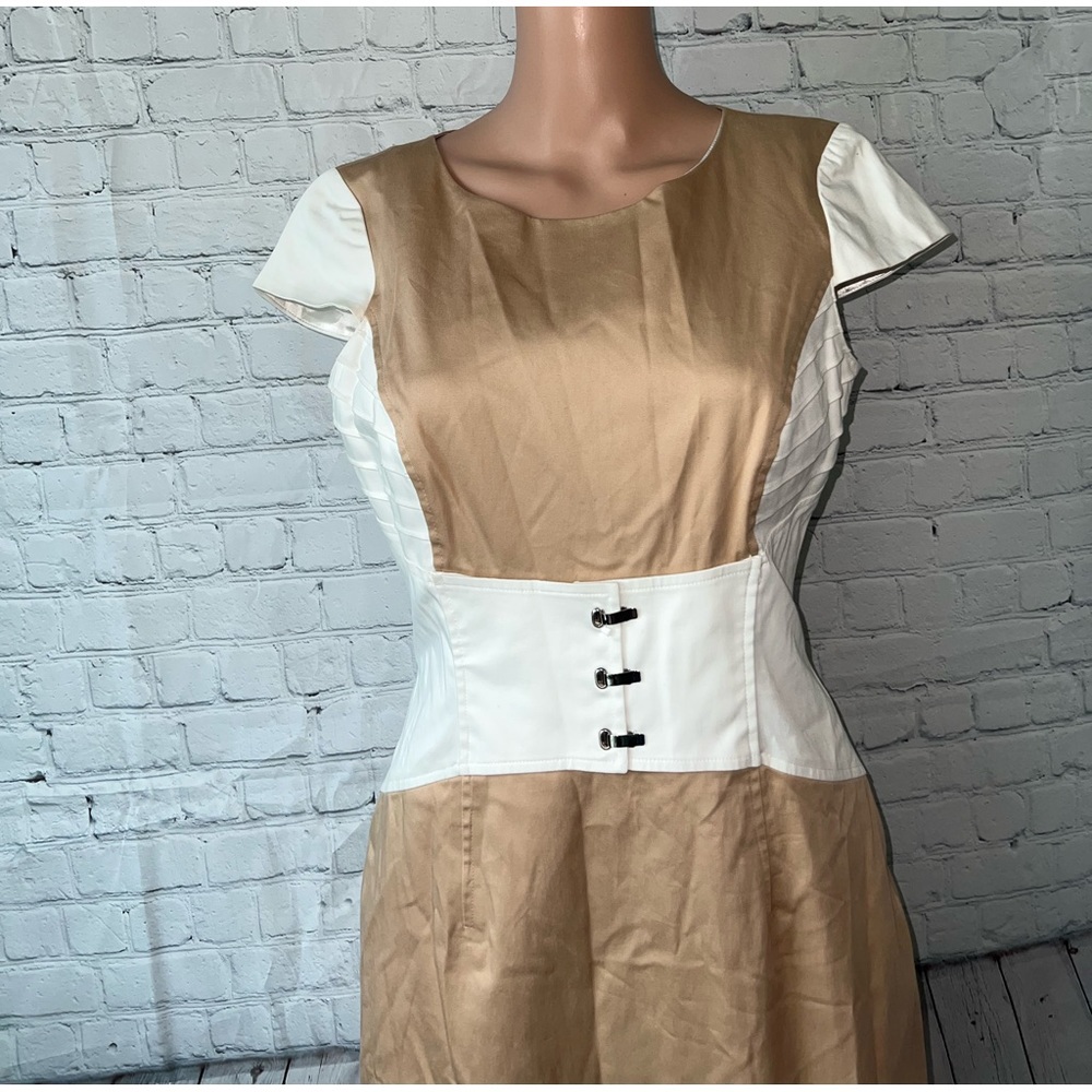 Antonio Melani Tan & White sleeveless dress size 6 - Picture 2 of 16